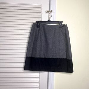 Vintage Ann Taylor Wool Wrap Mini Skirt Gray Black SZ 6P Fits Like modern SZ XS